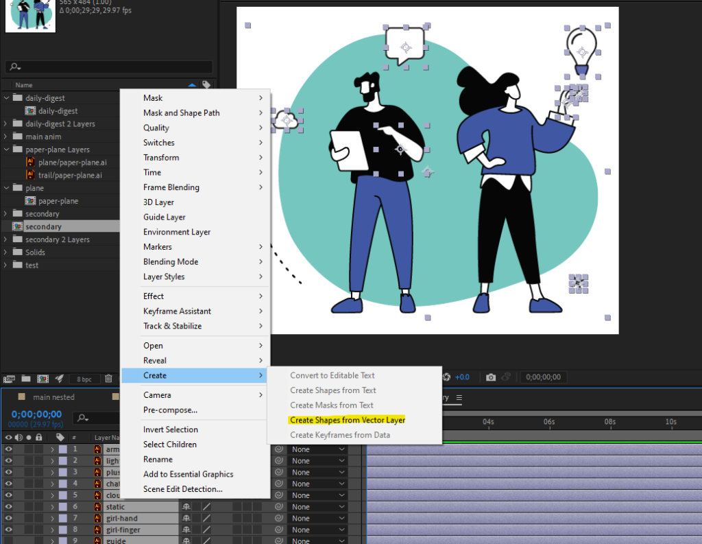 Create Shapes from Vector Layer in Adobe After Effects