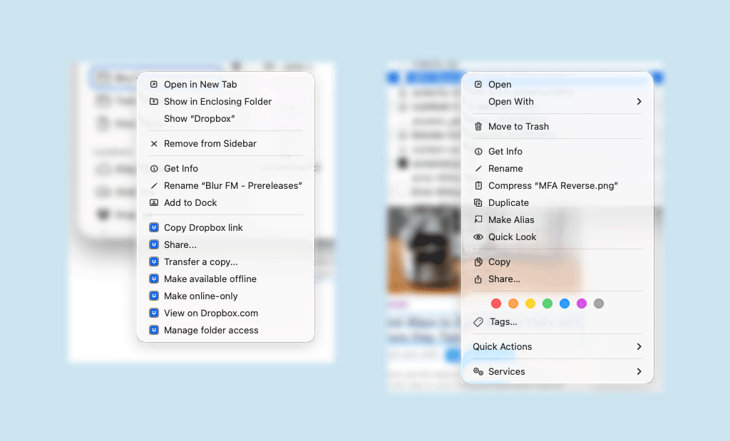 New context menu icons